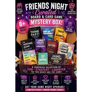 Curated Friends Game Night Mystery Box Board &Card Game Bundle Party Game Lot8+‎